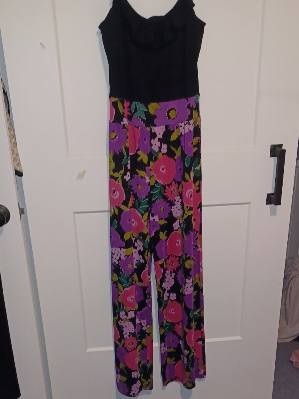 Paper Crown Floral Jumpsuit in Black, Purple & Pink